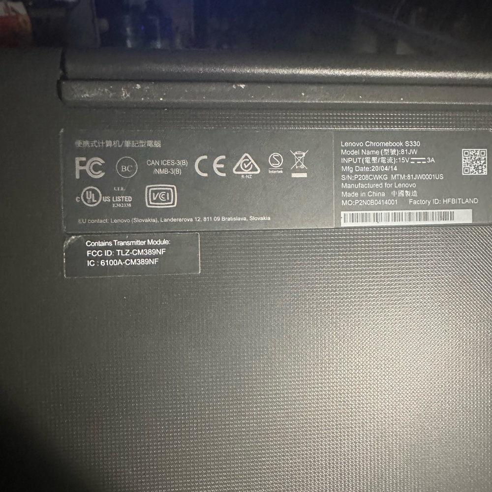 Lenovo Black Laptop with Regulatory Compliance Features